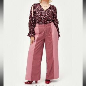 Cider Two-Tone Pink Wide Leg Pants